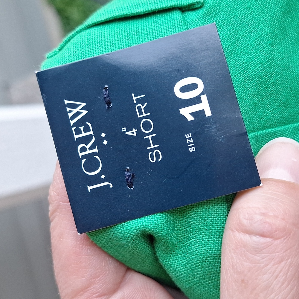 NWT 4" J. Crew Kelly Green Scalloped Hem Cotton Linen Shorts Size 10 - Picture 9 of 11